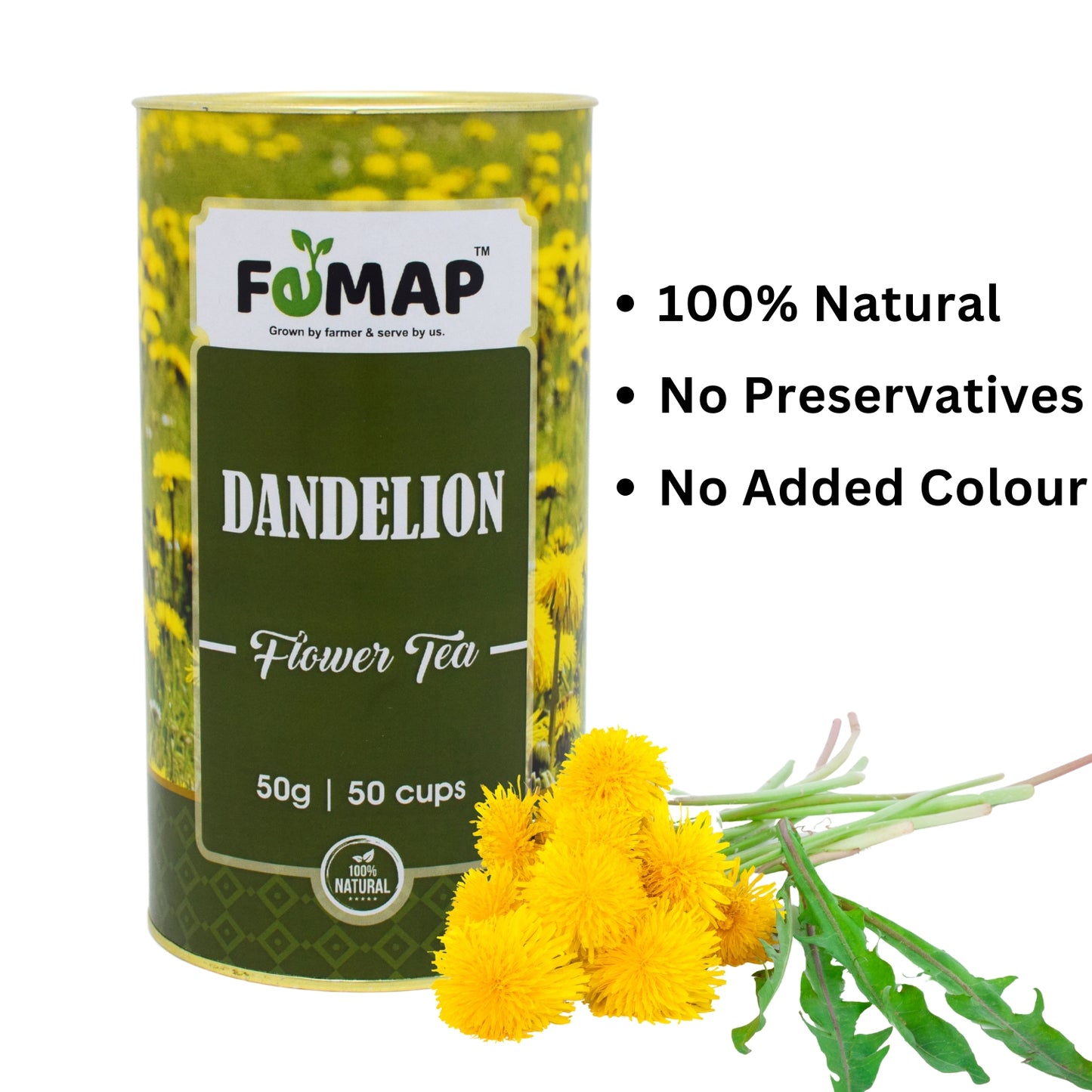 Dandelion Flower Tea by FOMAP – 100% natural, no preservatives, no added color