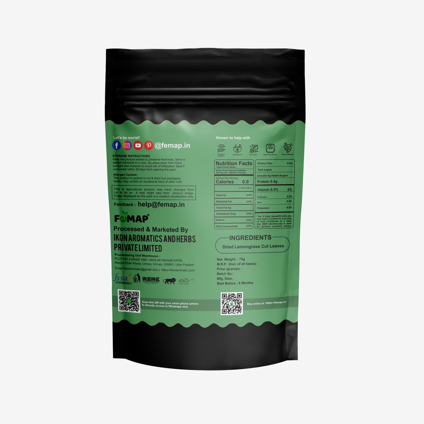 FEMAP Lemongrass Herbal Tea Loose Leaves Cut Size | Lemongrass Leaves