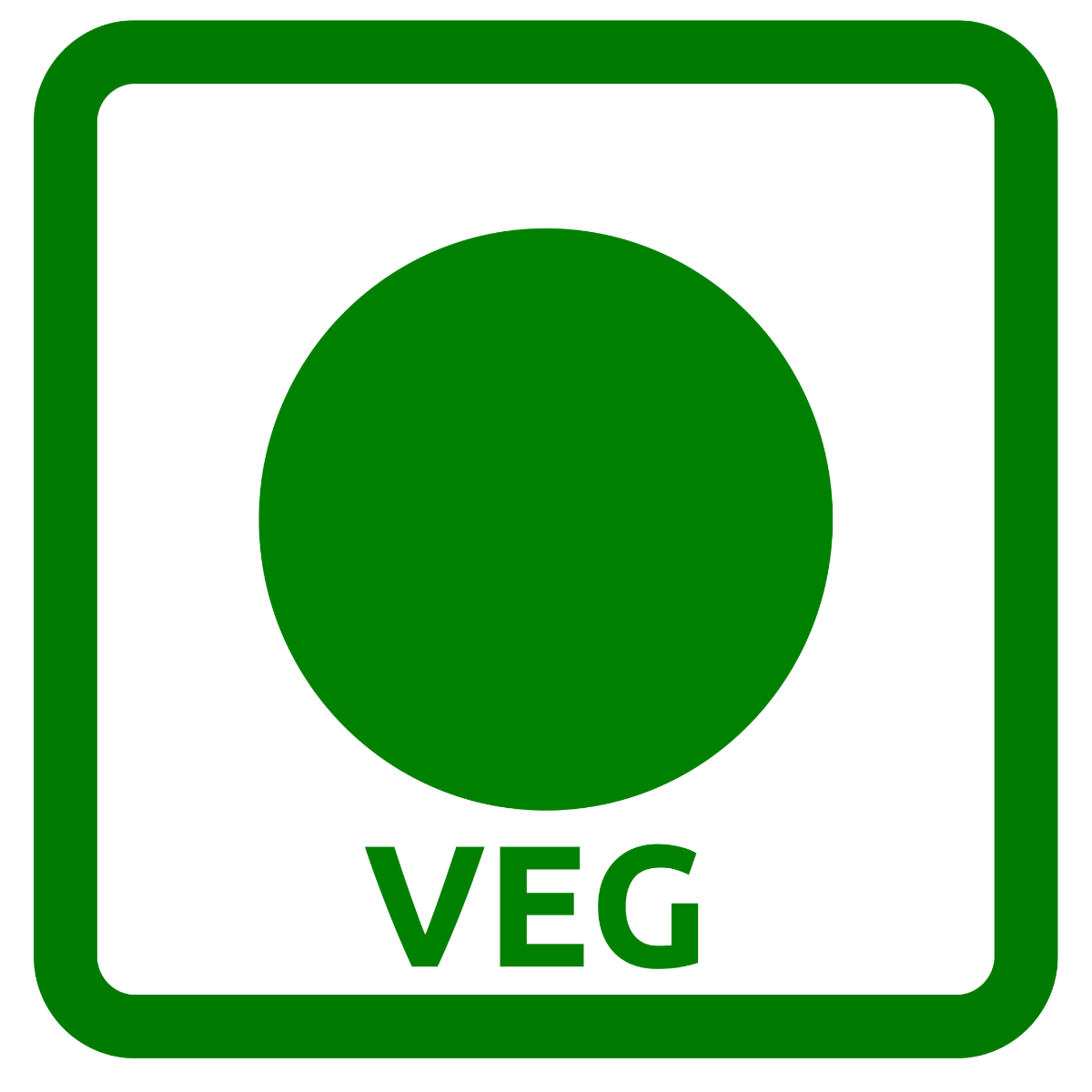 Green 'VEG' symbol on a white background