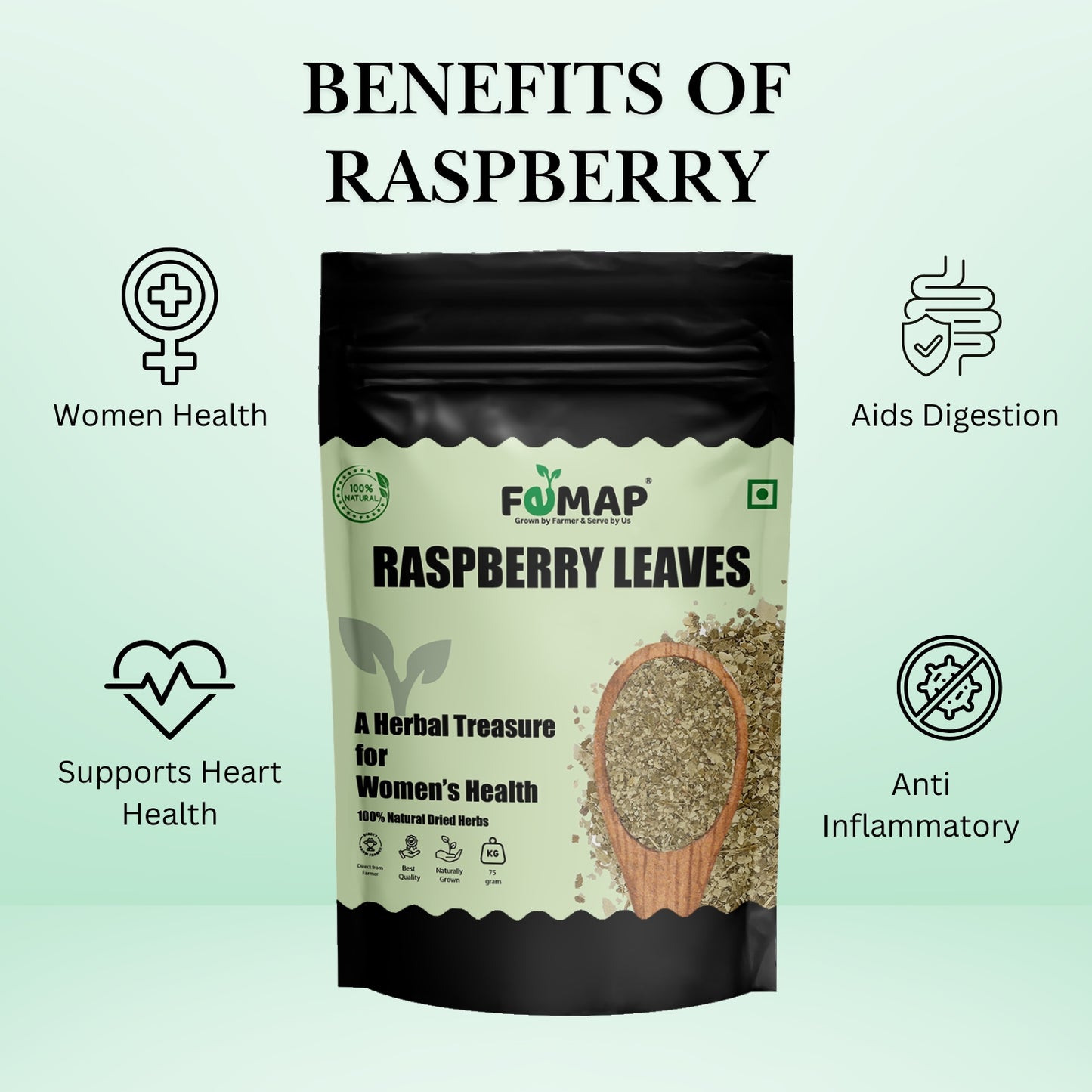 FEMAP Herbal Raspberry Leaves Tea | Raspberry Tea | Loose Tea 60gm