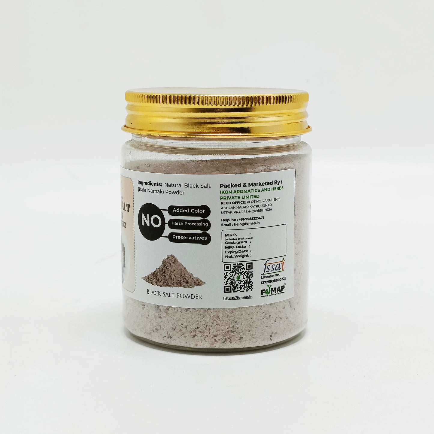 Black Salt Powder (Kala Namak) 100% Natural | Fine Ground Rock Salt | Authentic Indian Spice | No Additives | FEMAP