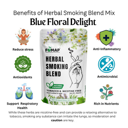 Femap Blue Floral Delight Herbal Smoking Blend Mix | Natural, Tobacco Free & Nicotine Free | With Blue Cornflower, Mullein Leaves, Calendula Flower, Raspberry Leaves, Lavender & Other Herbs | 30g Pack_of_2
