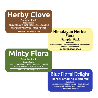 Femap Herbal Smoking Blend | Sampler Pack of 4 Herbal Smoking Blends | Minty Flora | Himayan Herby Clove | Herbo Clove