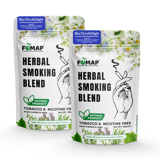 Femap Blue Floral Delight Herbal Smoking Blend Mix | Natural, Tobacco Free & Nicotine Free | With Blue Cornflower, Mullein Leaves, Calendula Flower, Raspberry Leaves, Lavender & Other Herbs | 30g Pack_of_2