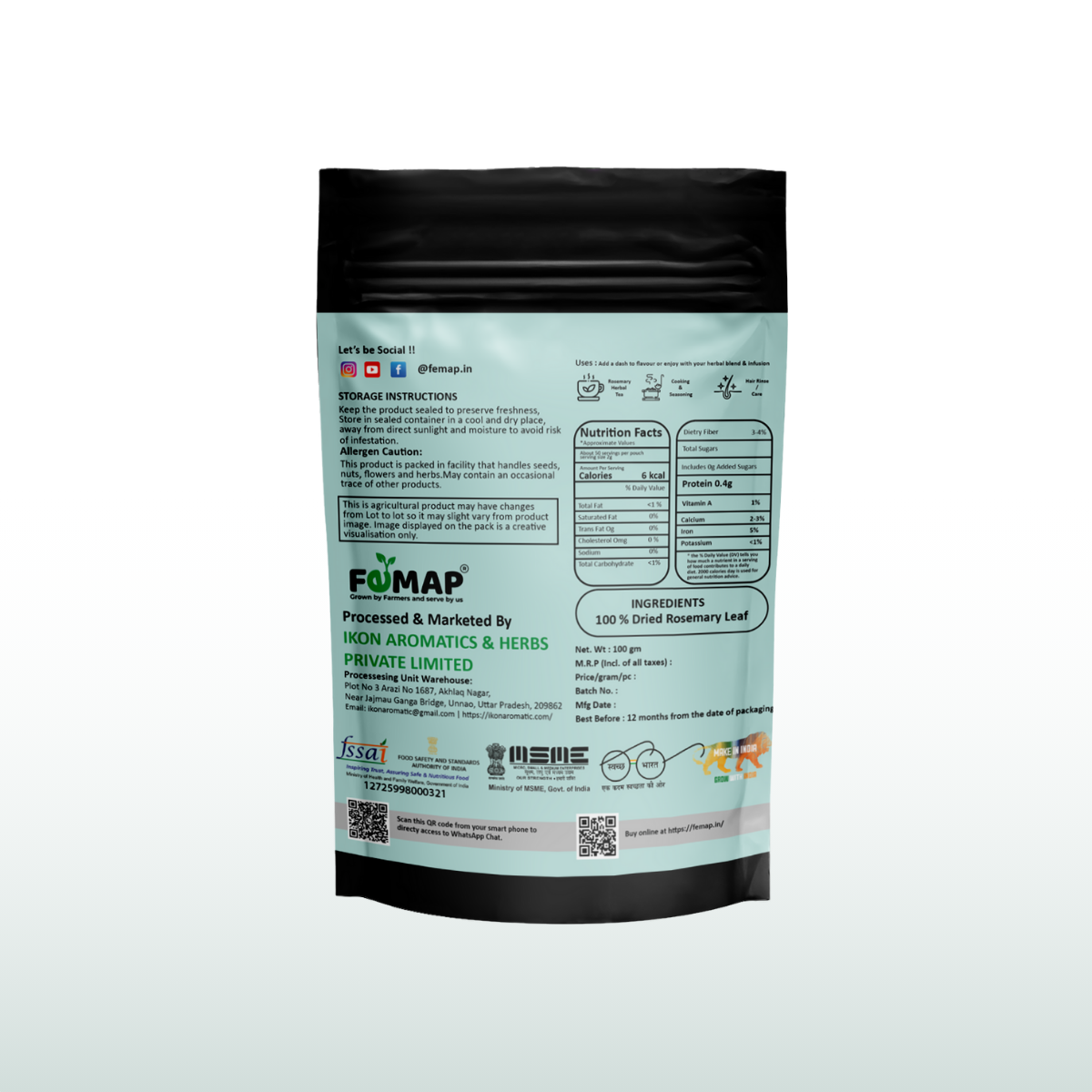 Dried Rosemary Leaves – 100 g | 100% Pure Herbal Leaves