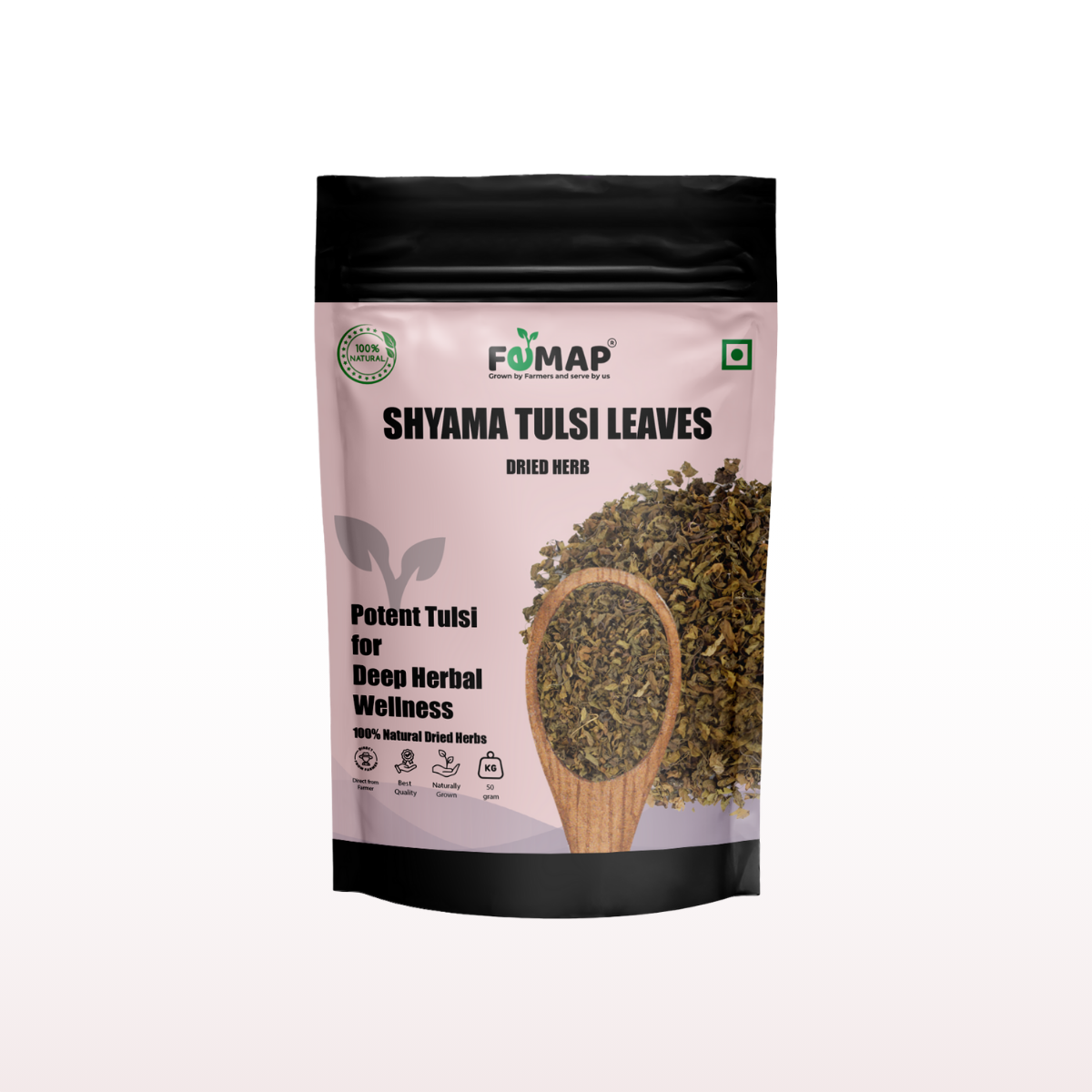 Dried Krishna/ Shyma Tulsi Leaf (Ocimum tenuiflorum) – Natural Herbal Leaves 50gm