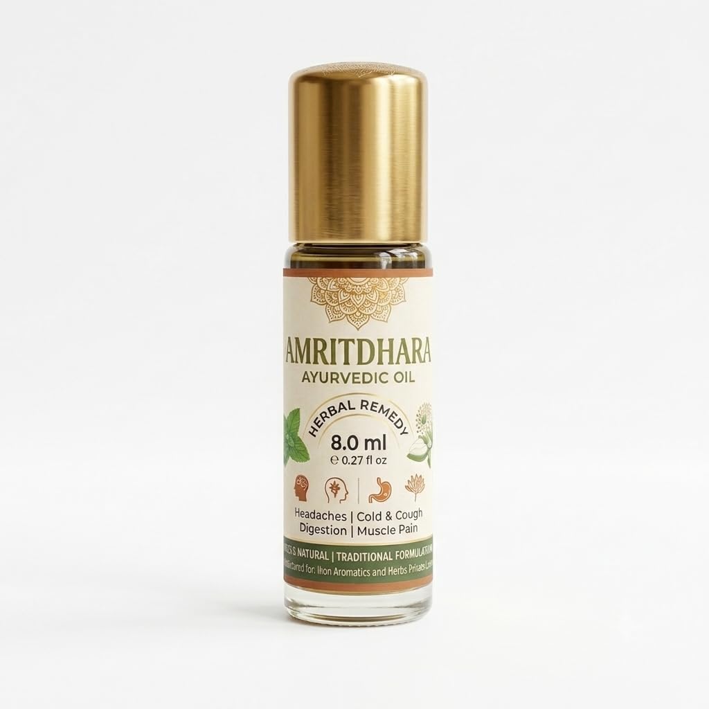 Amritdhara Ayurvedic Roll-On 8ml bottle front view - herbal pain relief