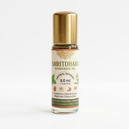 Amritdhara Ayurvedic Roll-On 8ml bottle front view - herbal pain relief