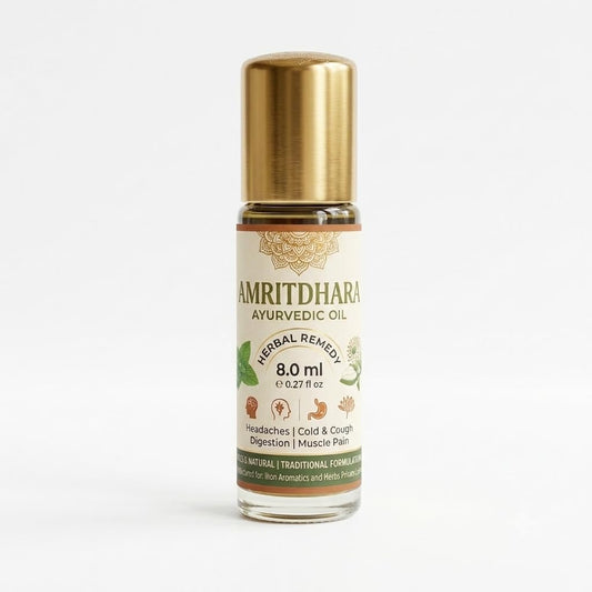 Amritdhara Ayurvedic Roll-On 8ml bottle front view - herbal pain relief