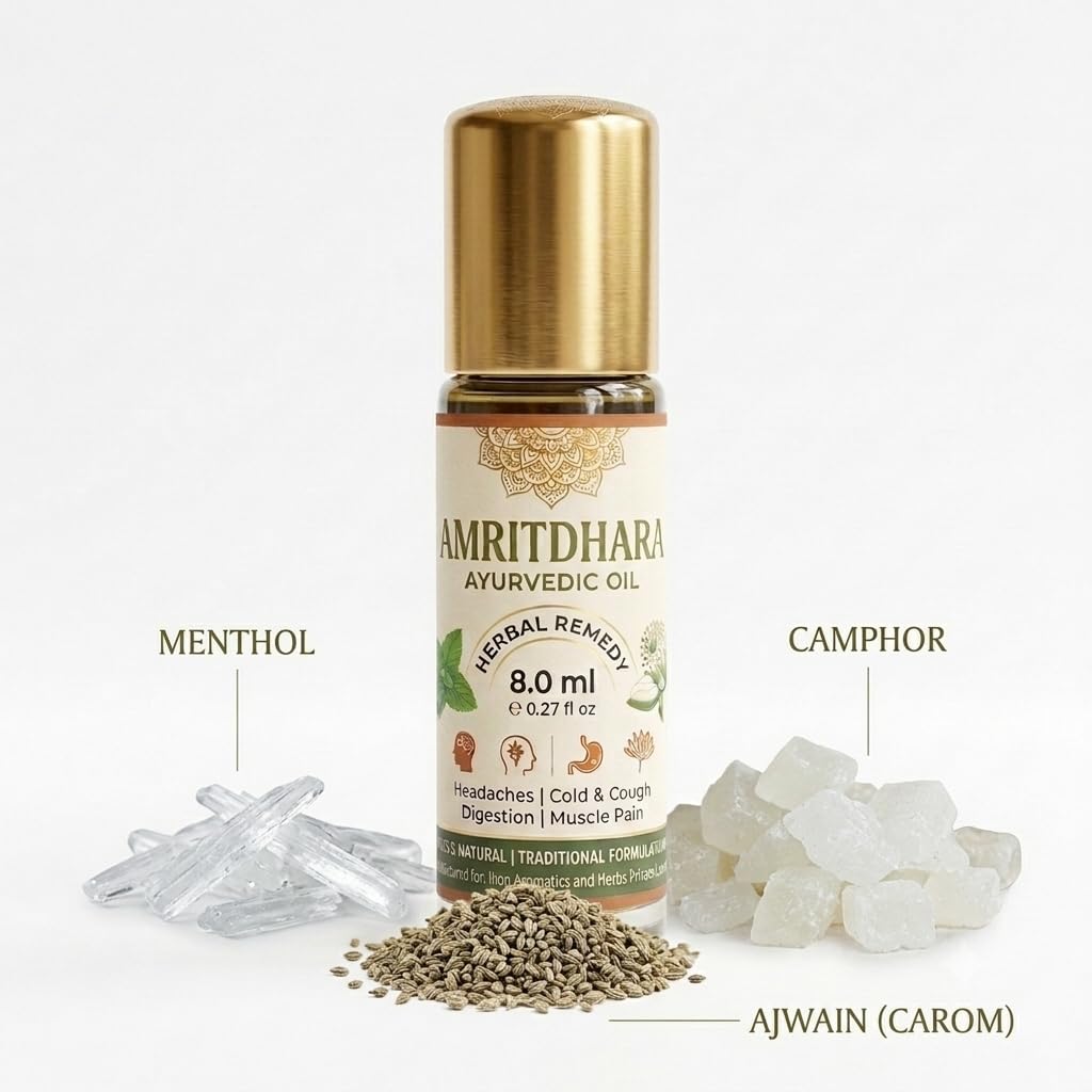 Amritdhara Roll-On key ingredients - Ajwain Satva, Pudina Satva and Camphor