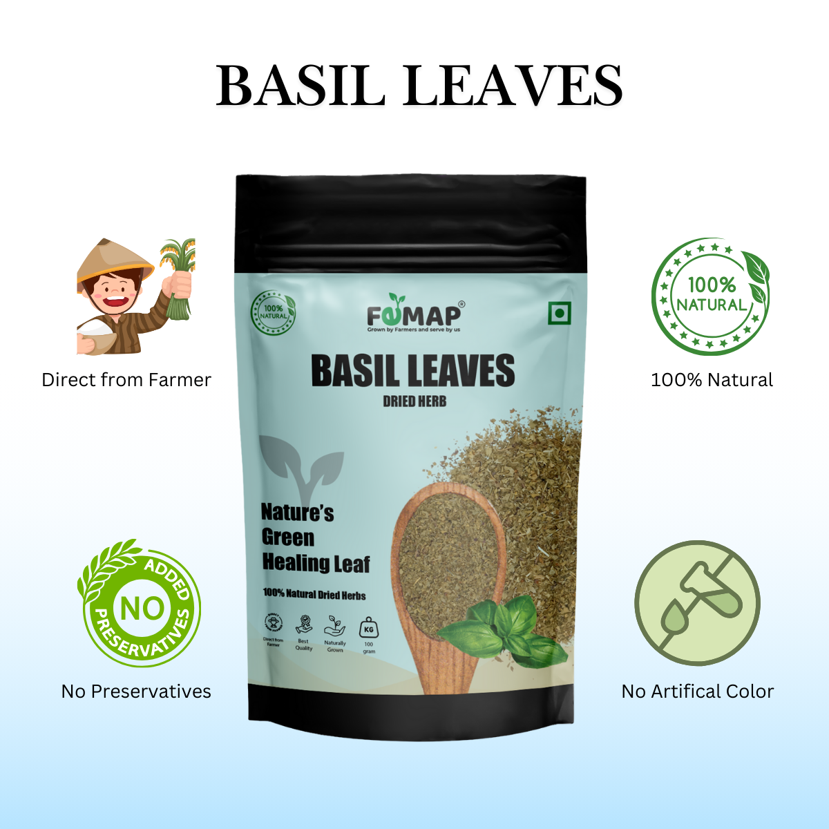 Dried Basil Tulsi Leaf (Ocimum basilicum) – Natural Herbal Leaves 100gm