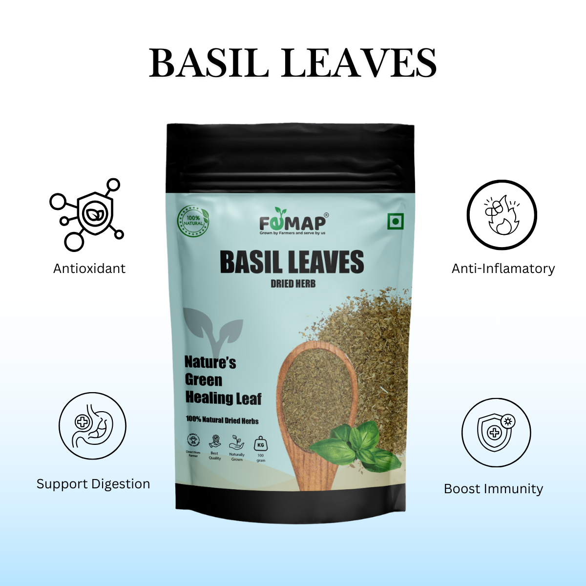 Dried Basil Tulsi Leaf (Ocimum basilicum) – Natural Herbal Leaves 100gm
