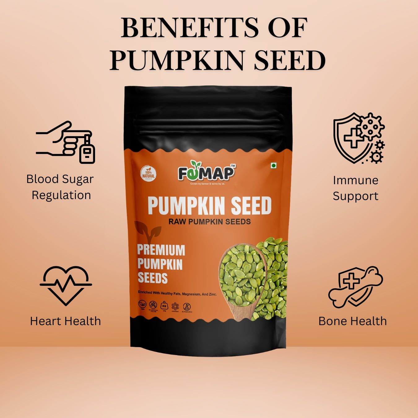 FEMAP Pumpkin Seeds Benefits - Supports Heart Health, Bone Health, Immune Function, and Blood Sugar Regulation