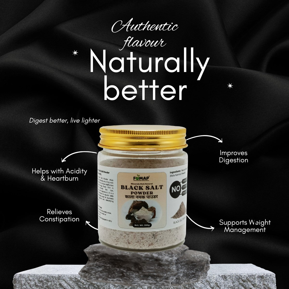 Black Salt Powder (Kala Namak) 100% Natural | Fine Ground Rock Salt | Authentic Indian Spice | No Additives | FEMAP