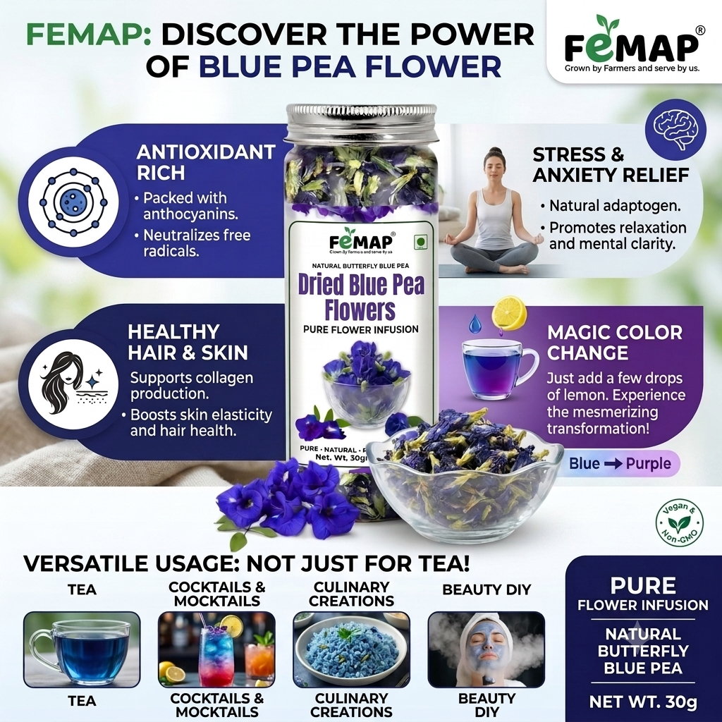 FEMAP Butterfly Pea Flower Tea – Blue Herbal Infusion | 30 gm