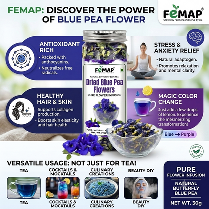 FEMAP Butterfly Pea Flower Tea – Blue Herbal Infusion | 30 gm
