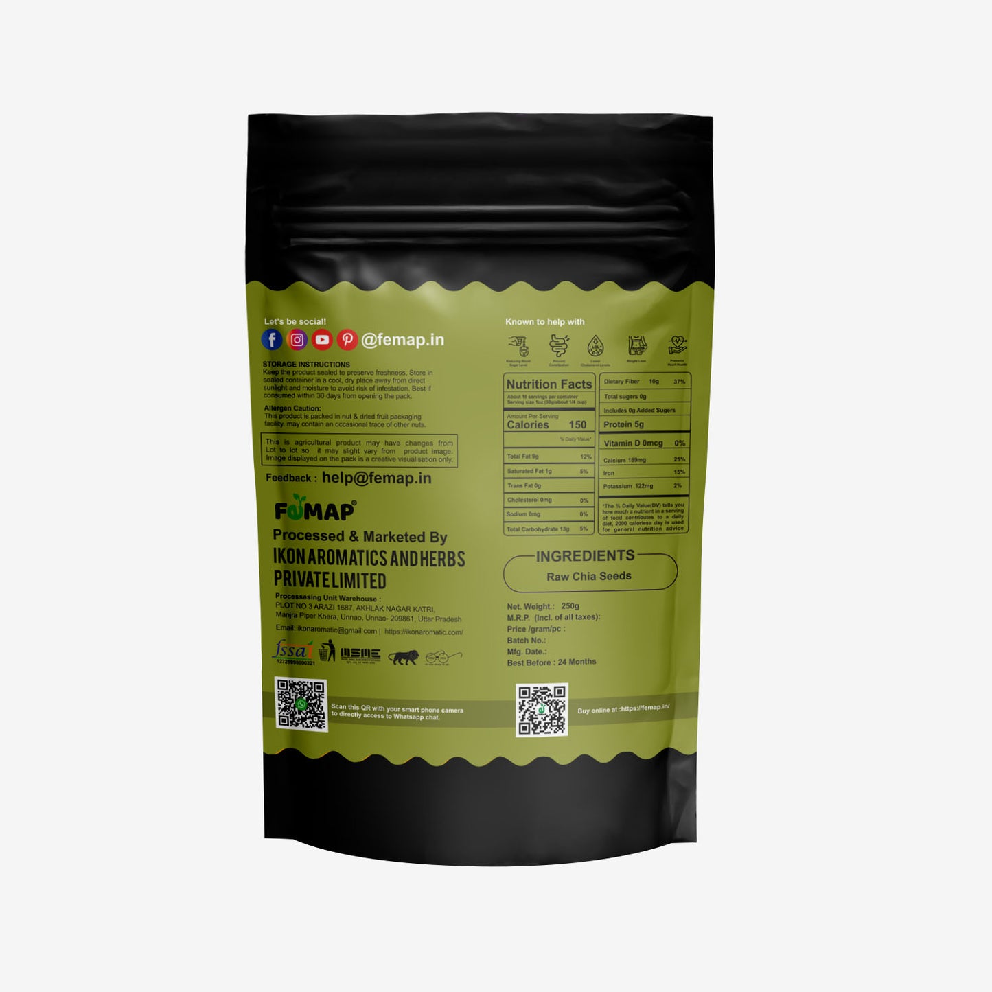 Femap Chia Seeds 250g - Raw Chia seeds
