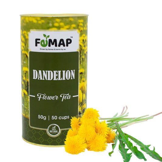 FEMAP Dandelion Flower Tea 50g can with fresh dandelion flowers – natural herbal tea