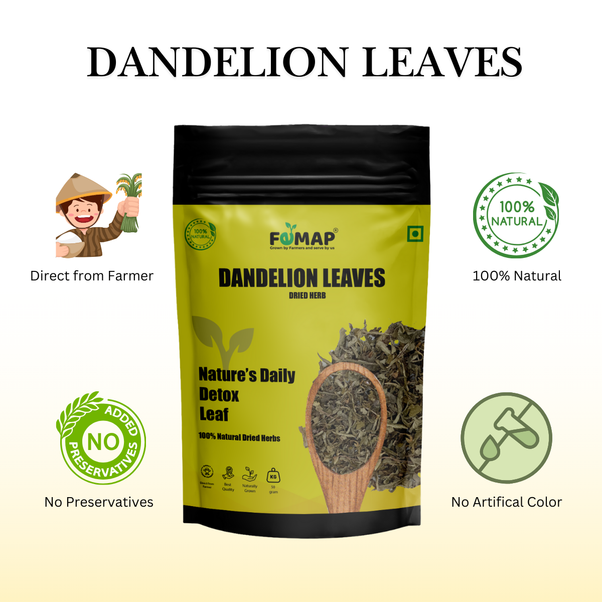 Dried Dandelion Leaf (Taraxacum officinale) – Natural Herbal Leaves 50gm
