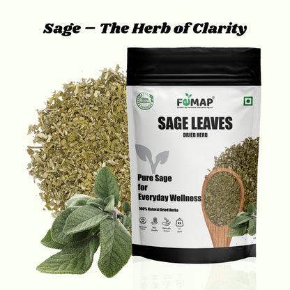 FEMAP Sage Leaves packaging with dried sage leaves and fresh sage plant on a white background