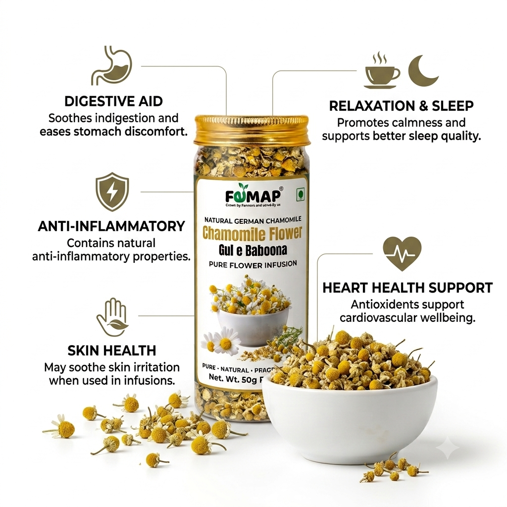 Chamomile Flower Tea – Dried Whole Flower Herbal Infusion | 50g | Femap
