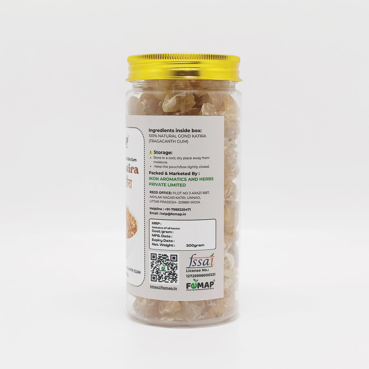 Jar of gummy bears with a label on a white background