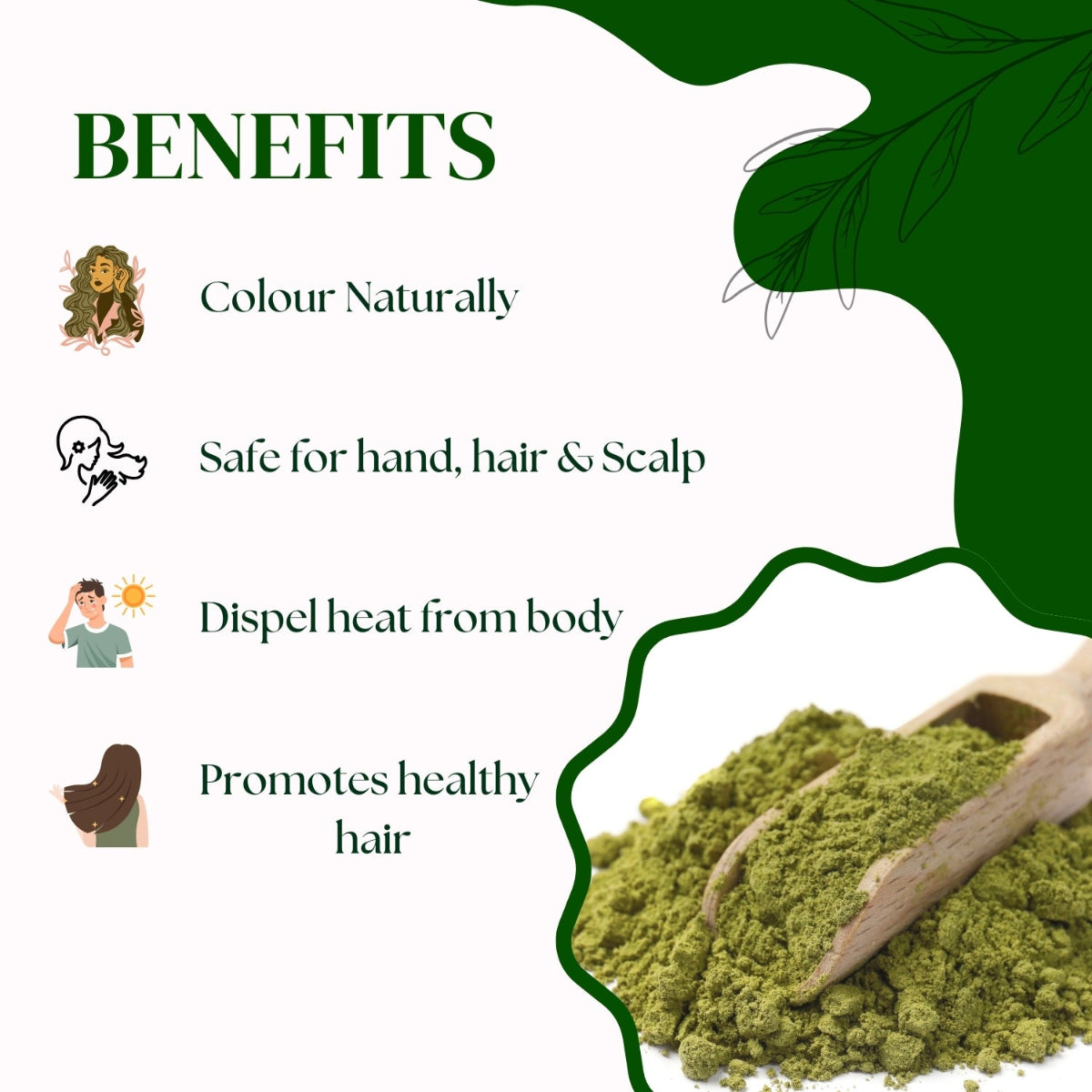 FEMAP Henna Powder – benefits for healthy hair and skin, chemical-free, natural color, and nourishing properties.