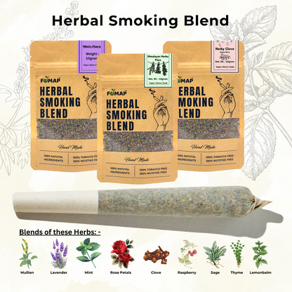 Femap Herbal Smoking Blend three Types of Variation showing their ingredients.