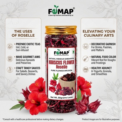 Hibiscus Flower Tea – Roselle Herbal Infusion | 50g | Femap