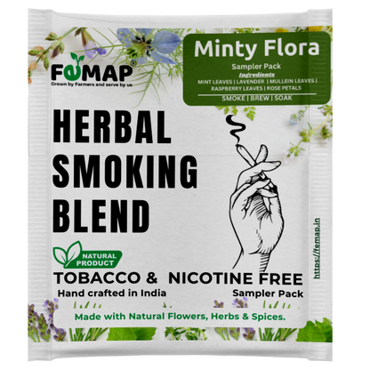 FEMAP Minty Flora herbal smoking blend sampler pack on a white background