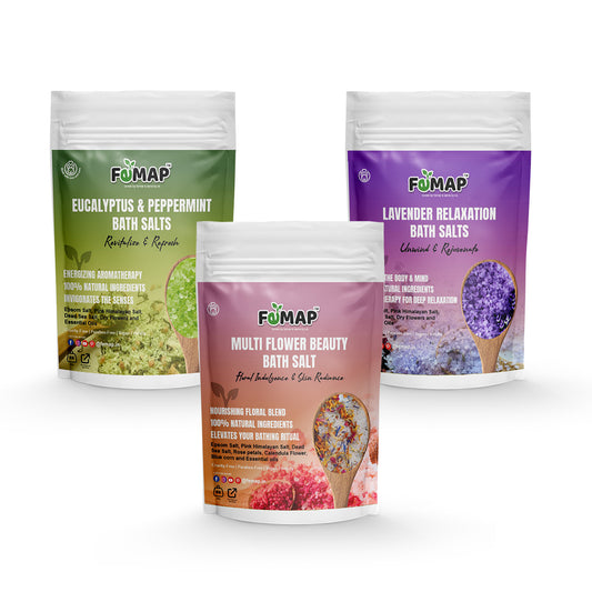 FEMAP Multi Flower Beauty Bath Salt – Front view of 30g pack, nourishing floral blend with epsom salt, pink Himalayan salt, and rose petals