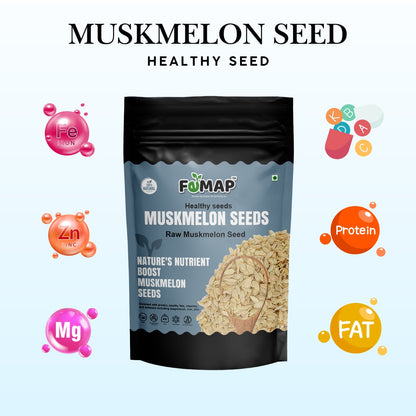 Femap Muskmelon Seeds Highlighting Nutrients like Iron, Zinc, Magnesium, Protein, and Vitamins