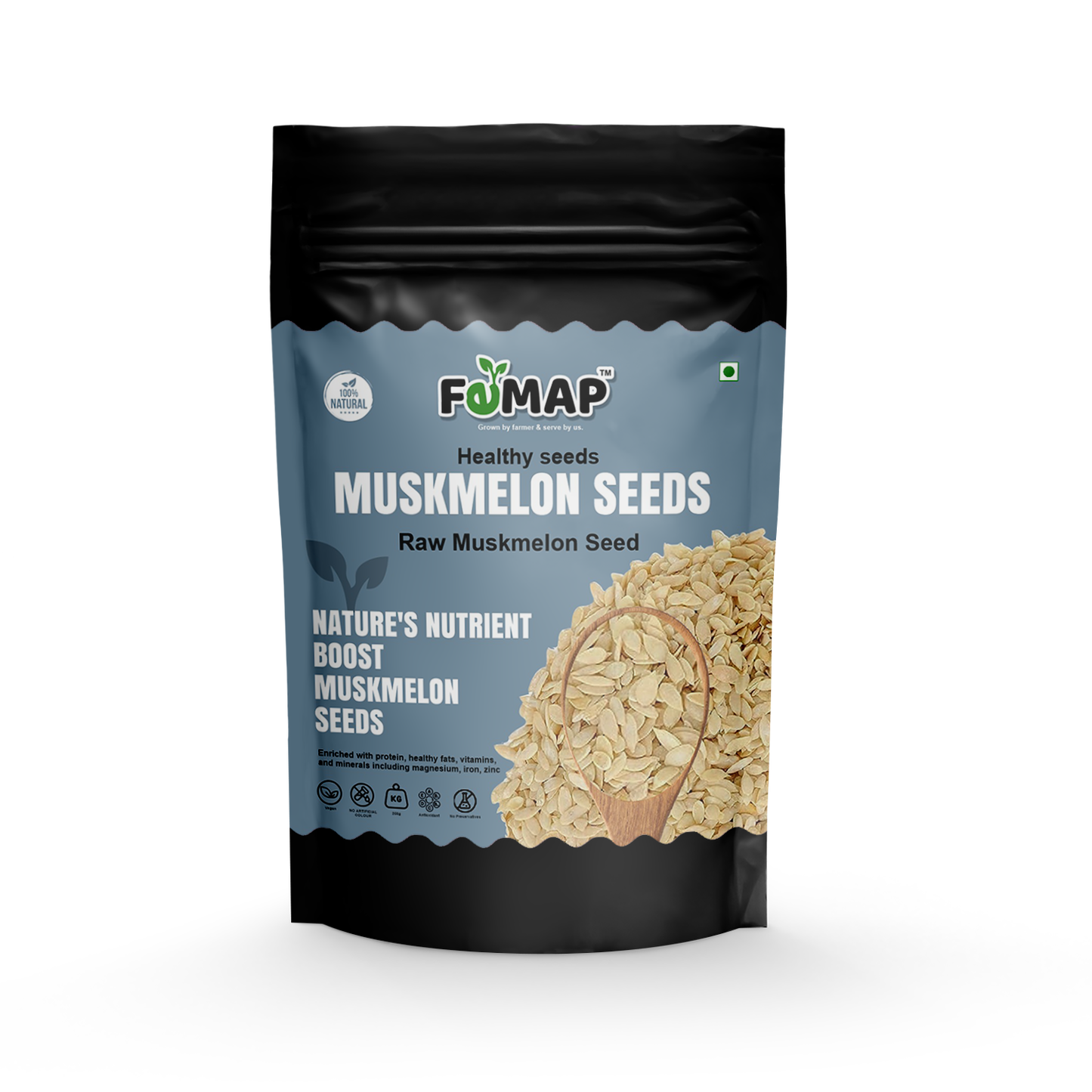 Femap Raw Muskmelon Seeds Front Packaging - Healthy and Natural Seeds Rich in Nutrients