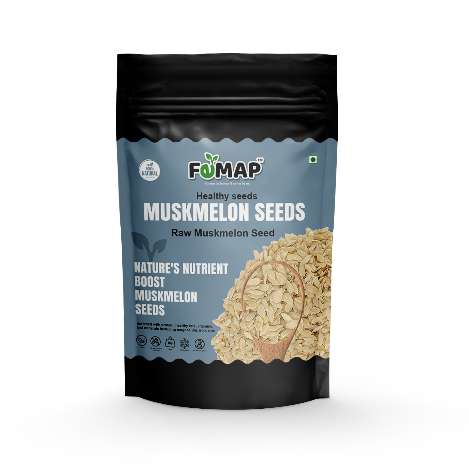 Femap Raw Muskmelon Seeds Front Packaging - Healthy and Natural Seeds Rich in Nutrients