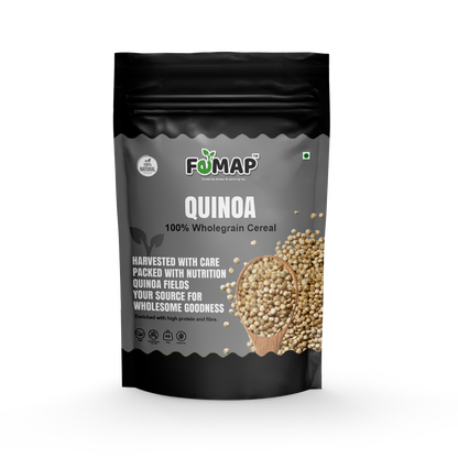 Front view of FOMAP Quinoa 100% Wholegrain Cereal pack – high protein, fiber-rich, natural superfood