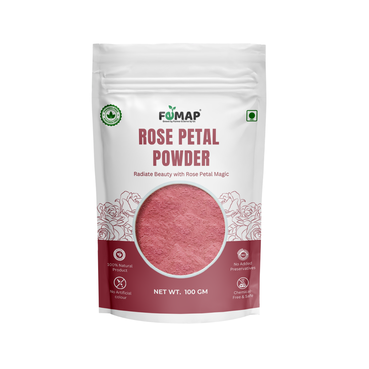 Premium rose petal powder by FEMAP – 100% natural, skincare grade