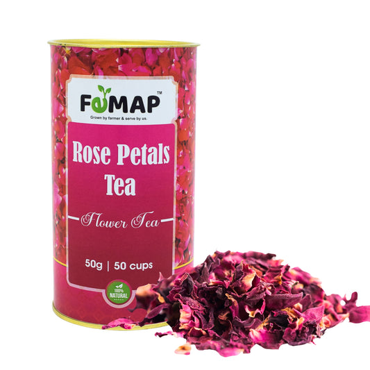 FEMAP Rose Petals Tea 50g Flower Tea with Dried Red Rose Petals - 100% Natural Herbal Tea