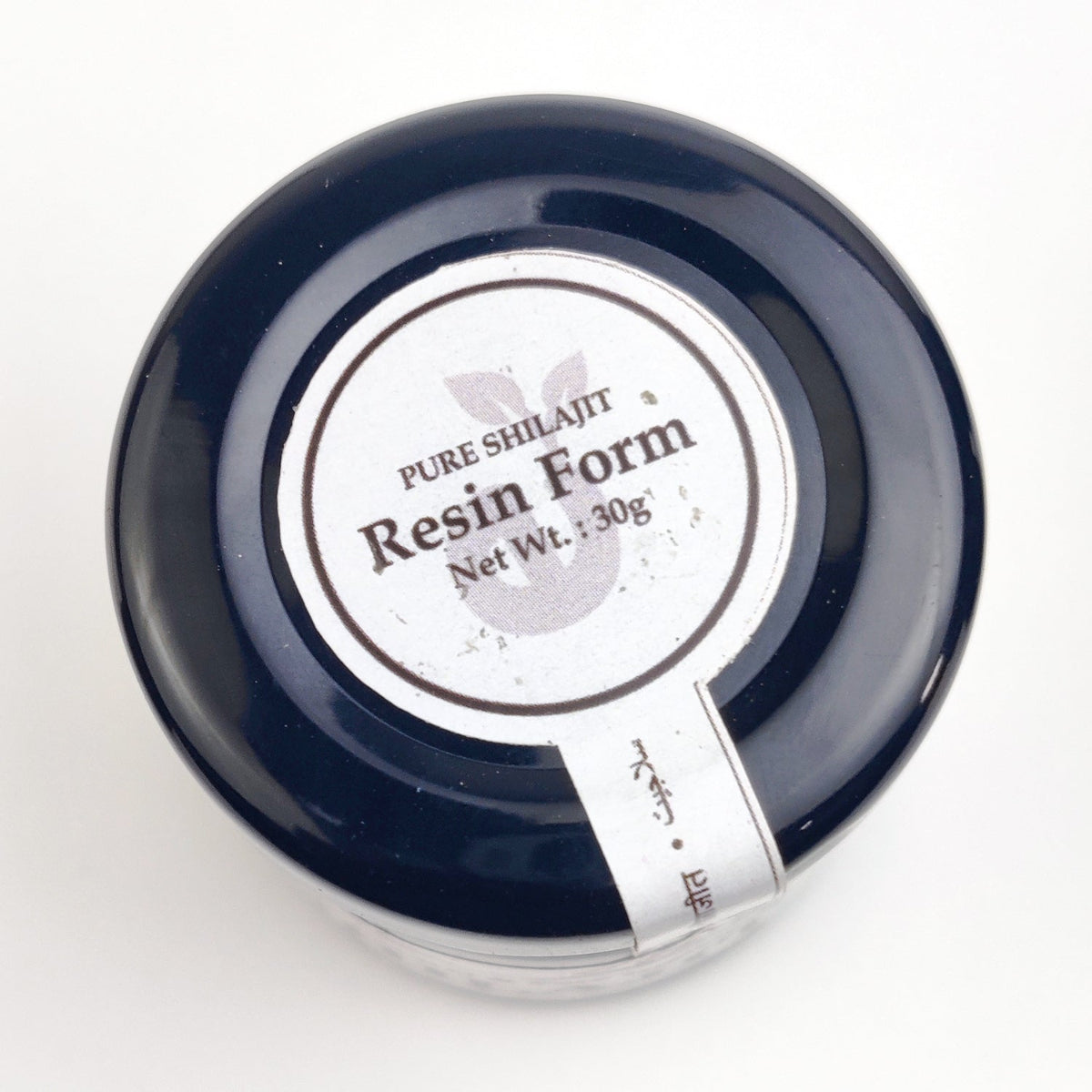 Jar of FEMAP Himalayan Shilajit Resin 30g with resin sample displayed alongside packaging