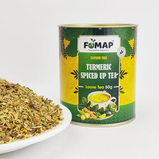 FEMAP Turmeric Spiced‑Up Loose Tea 50 g – front view with loose turmeric blend