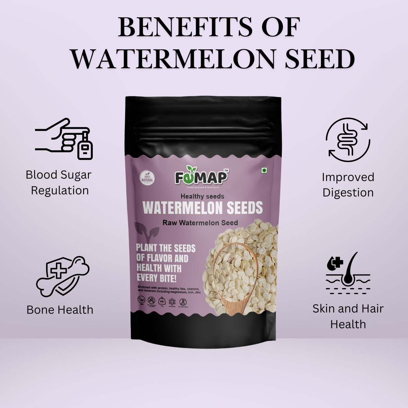 Top Benefits of Femap Raw Watermelon Seeds – Supports Bone, Digestion, Hair & Blood Sugar Health