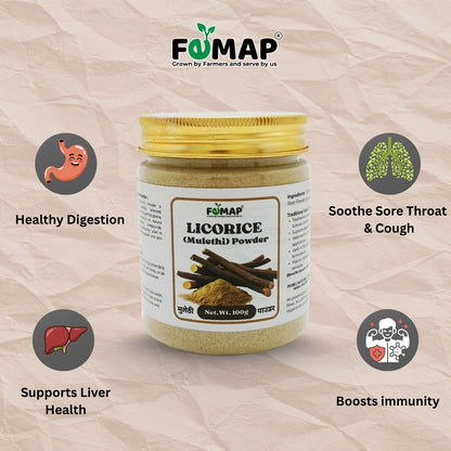 Premium Licorice Powder (Mulethi Powder) 100% Natural | Glycyrrhiza Glabra Root Powder | Herbal Support for Throat & Digestion | No Additives | FEMAP
