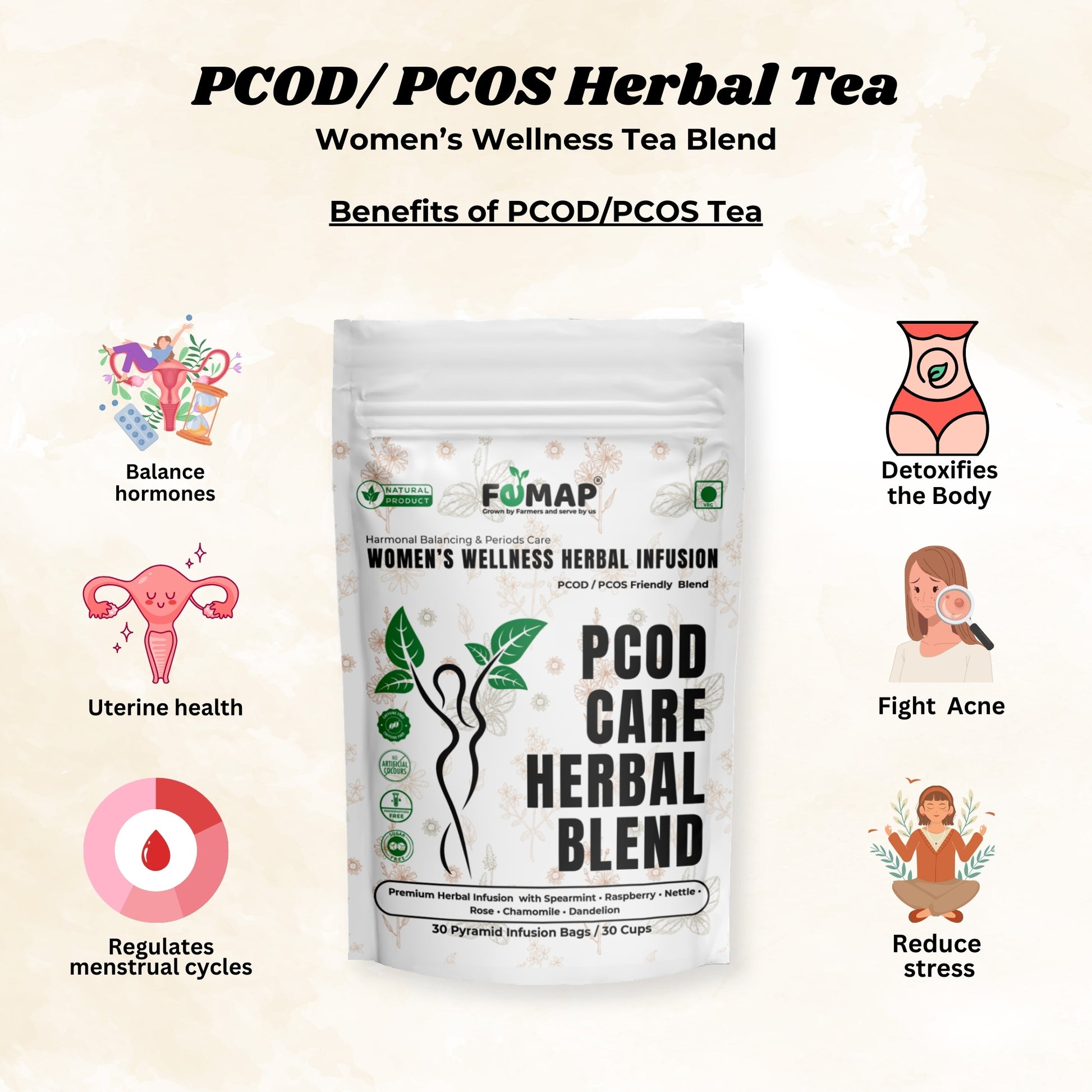 How PCOD tea helps with PCOS symptoms – hormonal balance, better digestion, liver detox, stress reduction
