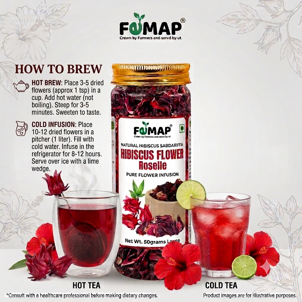 Hibiscus Flower Tea – Roselle Herbal Infusion | 50g | Femap