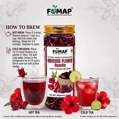 Hibiscus Flower Tea – Roselle Herbal Infusion | 50g | Femap