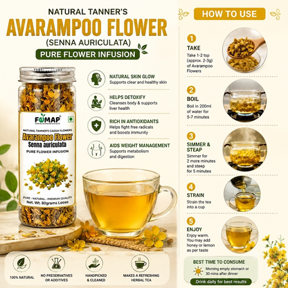 Avarampoo Dried Flowers – Herbal Tea Infusion, 80g | Cassia Auriculata