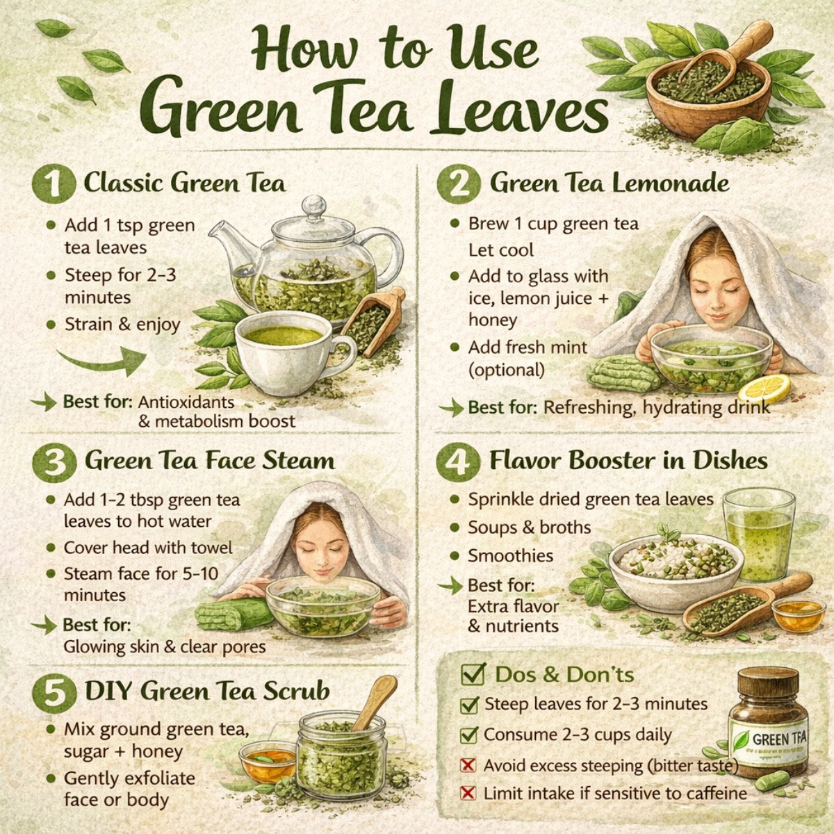 Premium Green Tea Leaves 100% Natural | Loose Leaf Green Tea | Rich in Antioxidants | Refreshing Herbal Beverage | No Additives | FEMAP