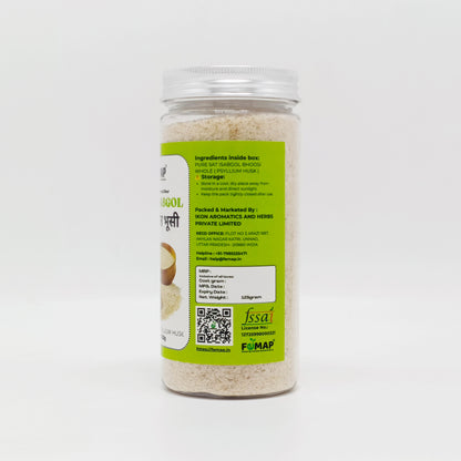 Jar of a product with a green label on a white background