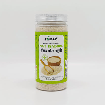 Jar of Sat Isabgol with FUMAP branding on a white background