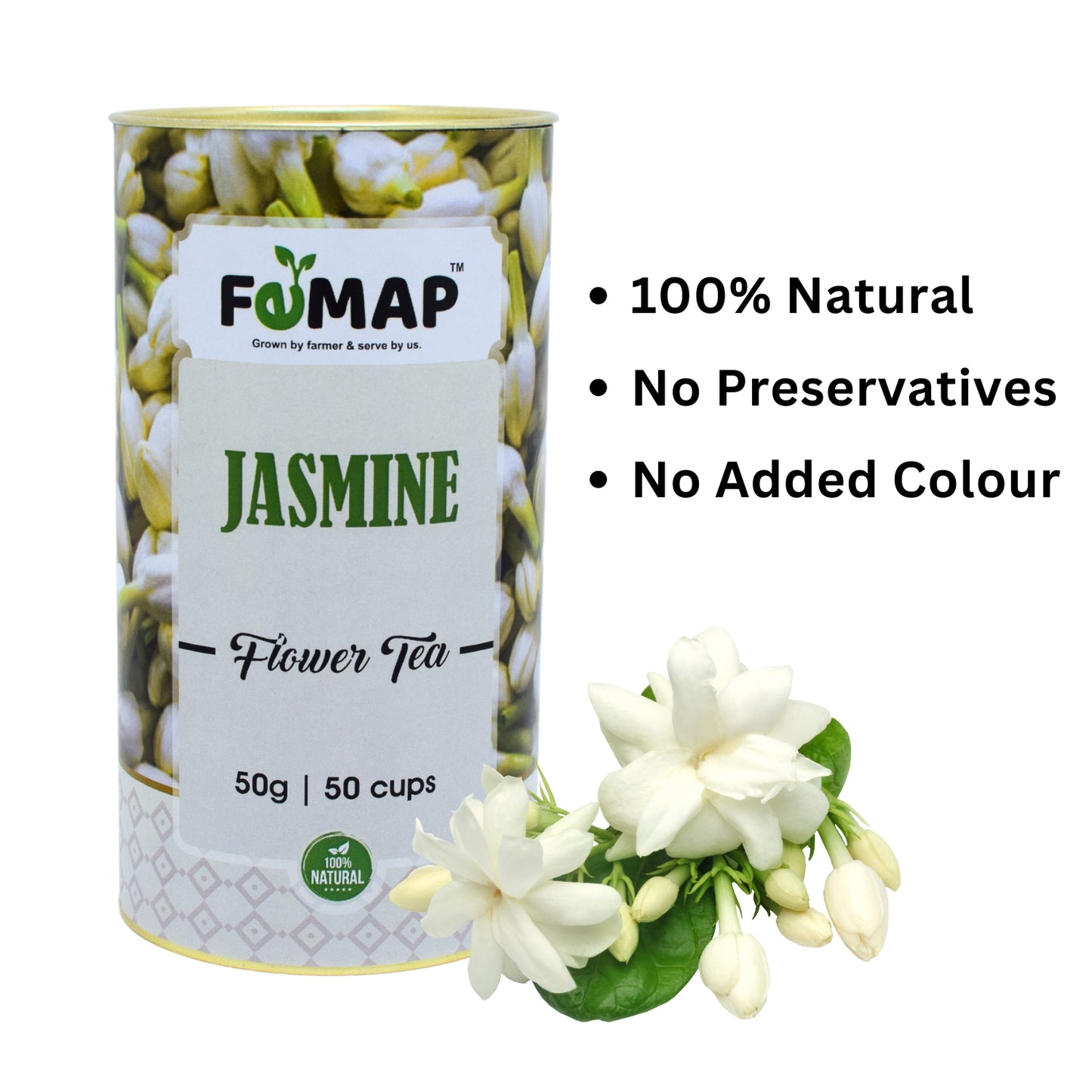 Jasmine Flower Tea by FEMAP with 100% natural, no preservatives, and no added color label