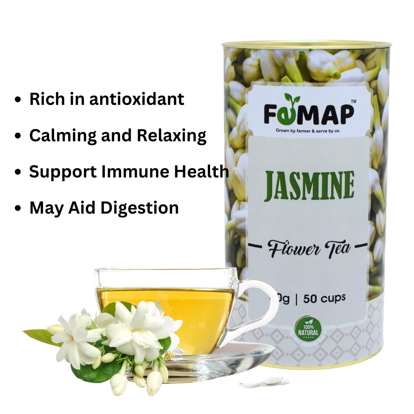 FEMAP Jasmine Flower Tea – Rich in antioxidants, calming, supports immunity, aids digestion